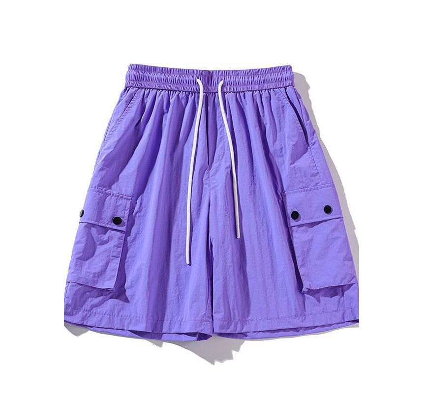 Obikan - Effen cargoshorts met trekkoordtaille