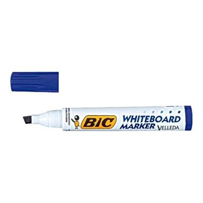 BIC VELLEDA 1751 - Pack de 12 - Marqueurs effaçables - pointe biseau - bleu