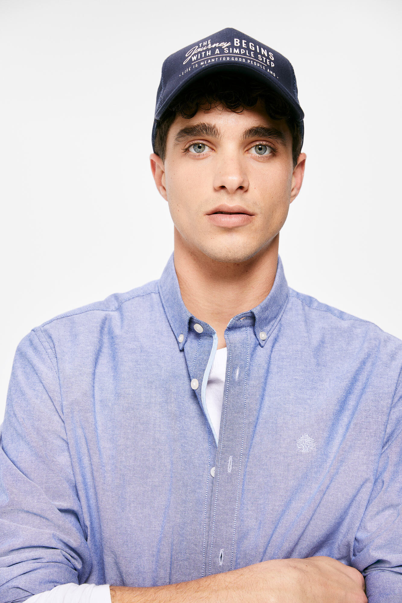 Camisa Color Pinpoint - azul médio