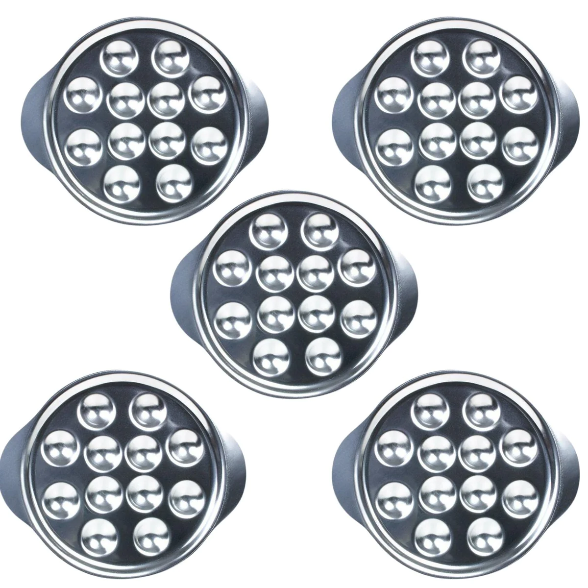 5 assiettes à escargots en inox - 12 empreintes Chevalier diffusion