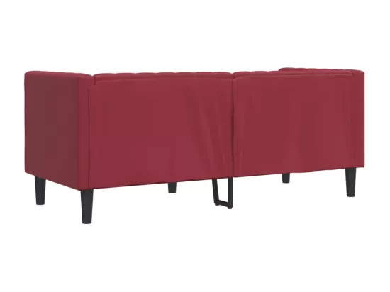 Canapé à 2 places Chesterfield rouge bordeaux similicuir