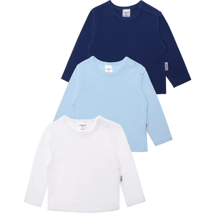 Liliput Langarmshirt im 3er-Pack weiss hellblau dunkelblau