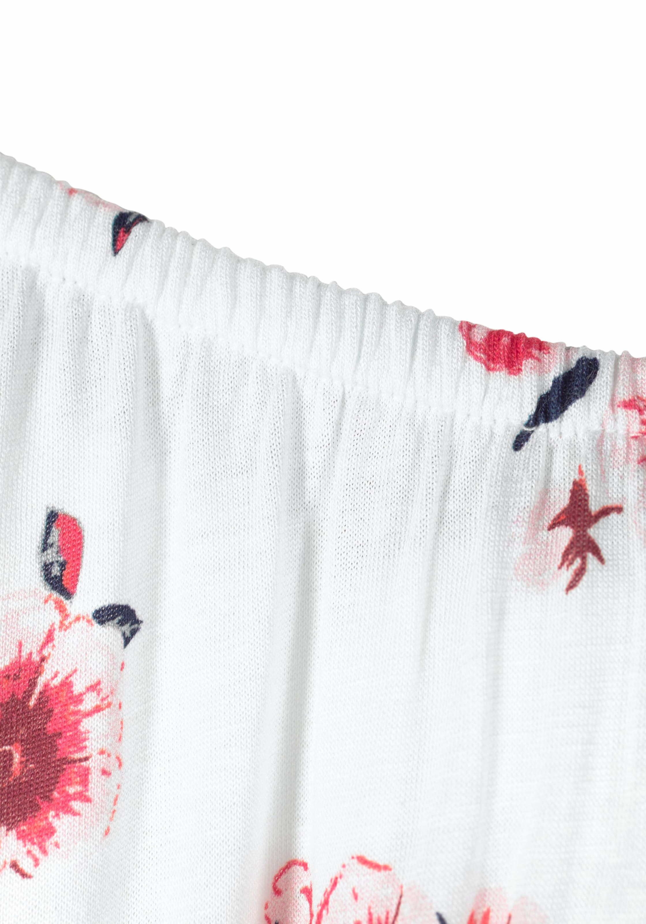KIDSWORLD Carmenshirt »Viskose-Shirt«, weite Passform,  mit Blumenmuster und Aufdruck,  Carmenausschnitt