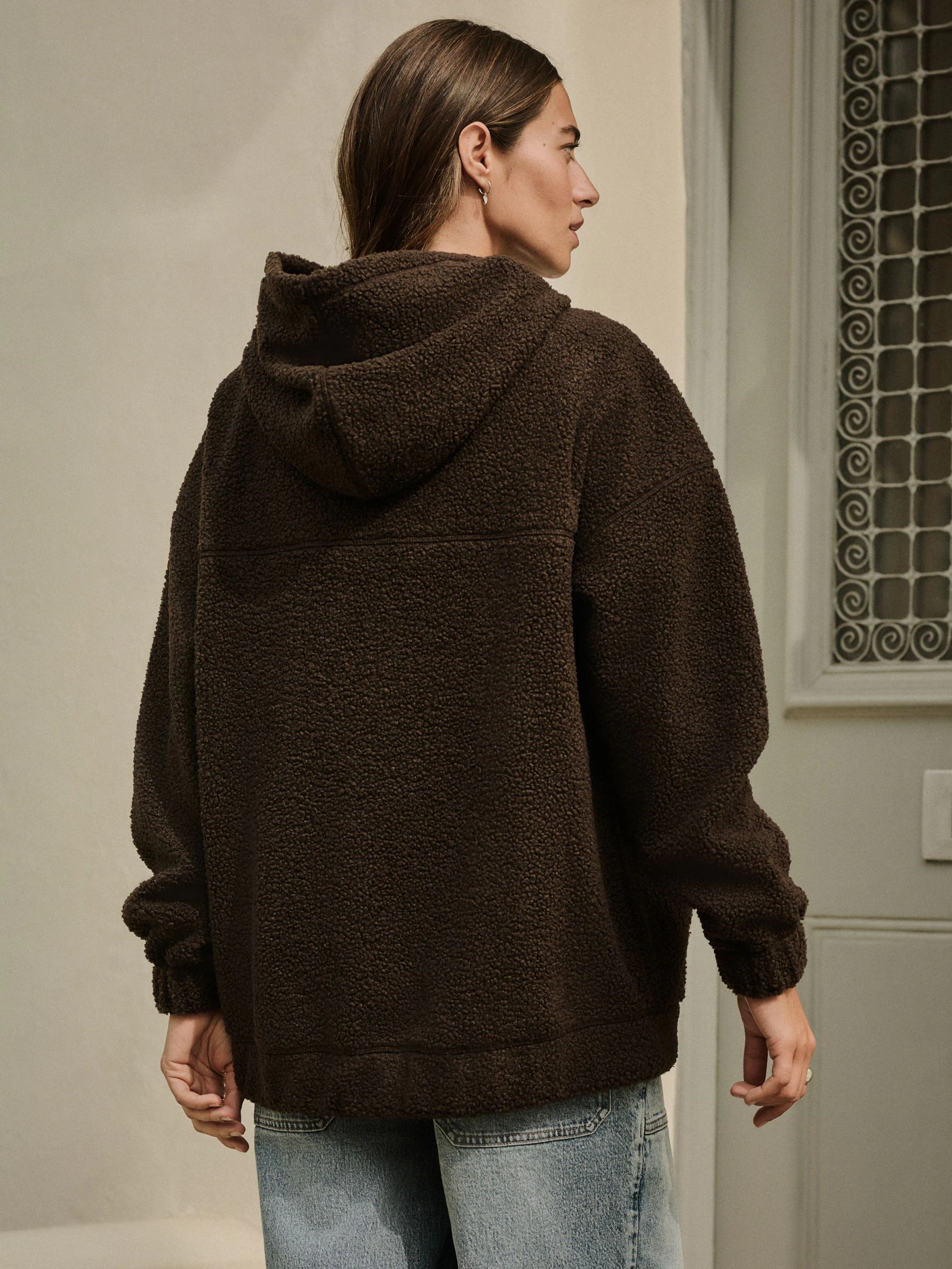 Chocoladebruin - Soft Teddy Borg Longsleeve Hoodie