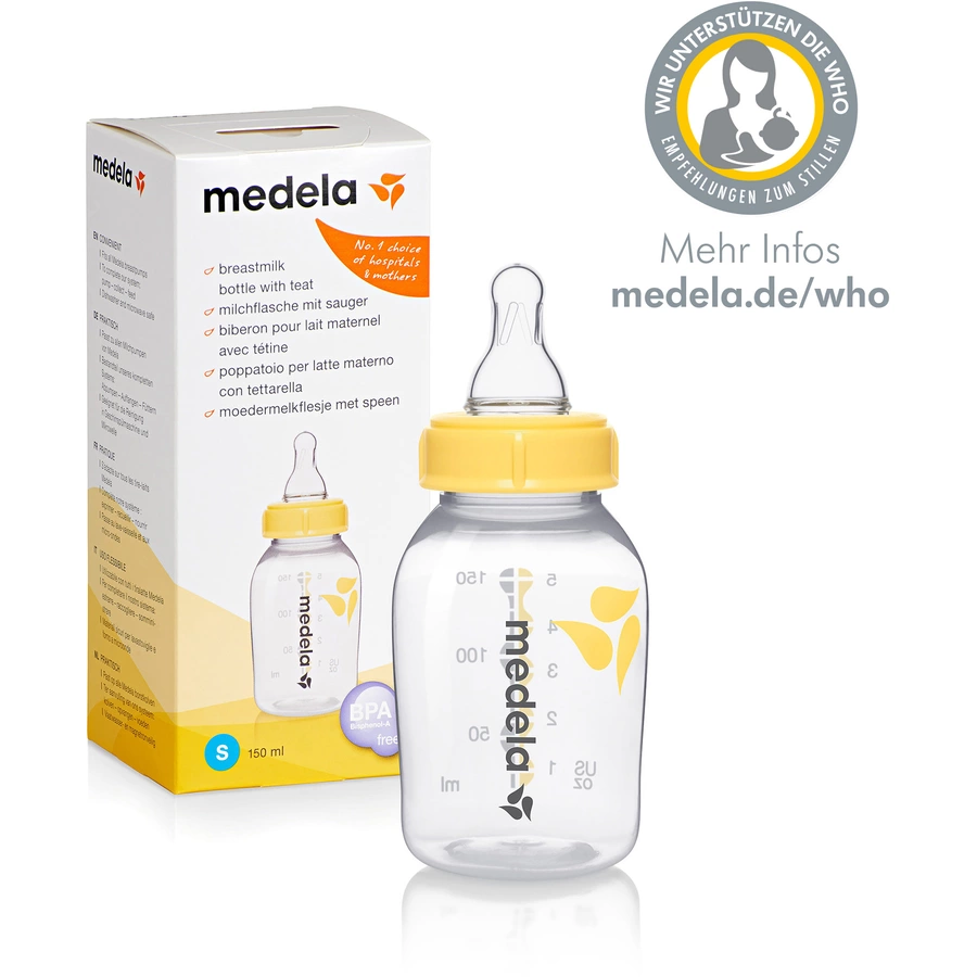Medela Muttermilchflasche 150 ml, mit Sauger S Langsamer Fluss
