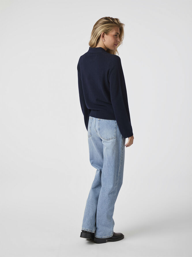 Neo Noir Genea Knit Polo Blouse Navy