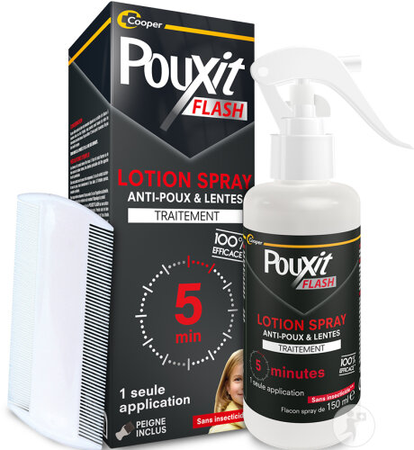 Pouxit Flash Traitement Anti-Poux Et Lentes 150ml + Peigne 1 Pièce