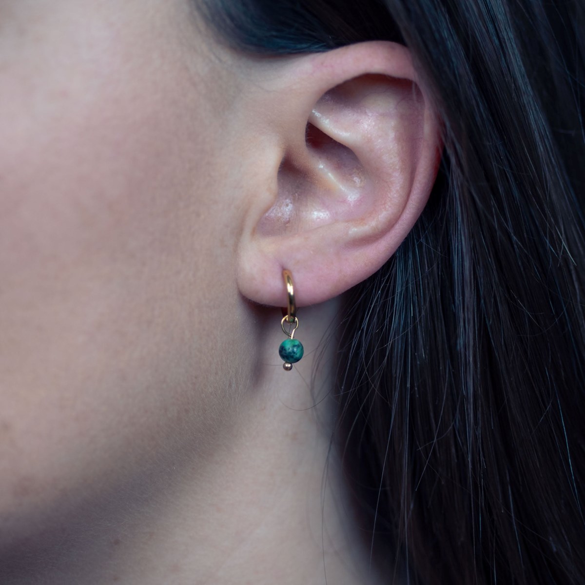 Boucles d'oreilles créoles Serena en pierres Turquoise Africain