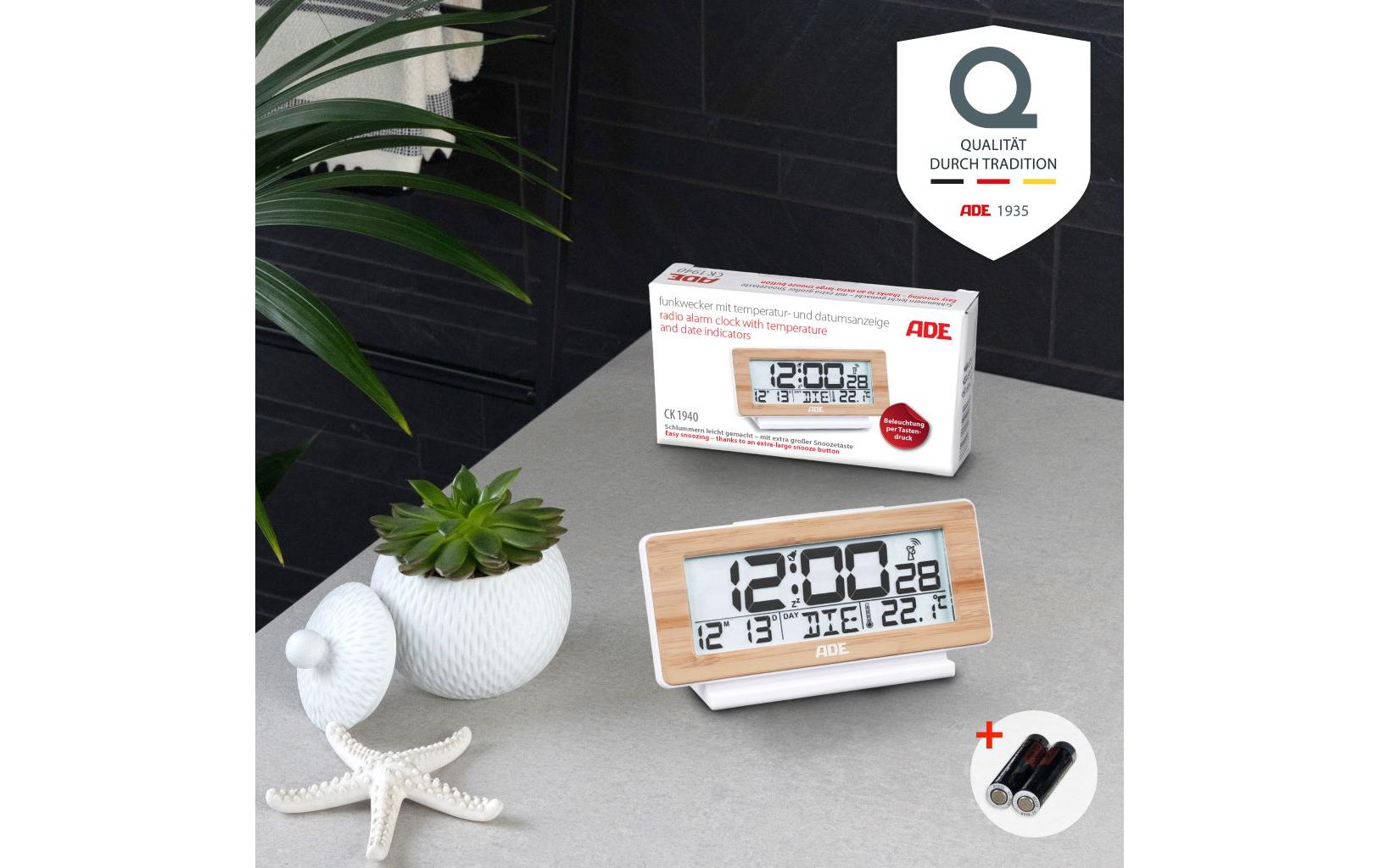 Digitalwecker Temperatur-& DatumsanzeigeFunkwecker mit Kalender und Schlummerfunktion