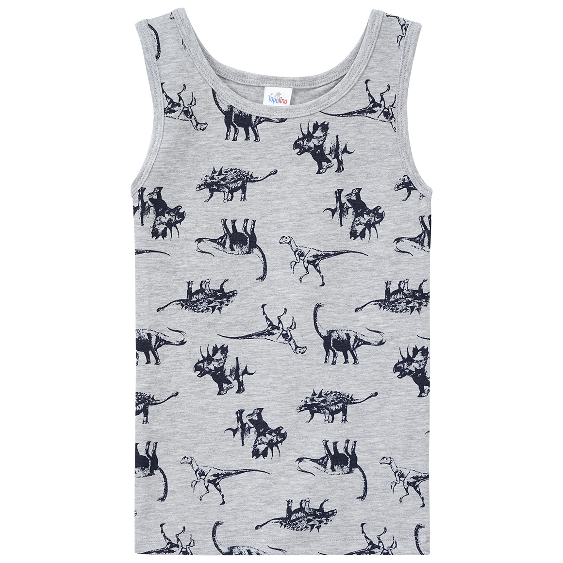 Topolino 2 Jungen Unterhemden mit Dino-Motiv blau / hellgrau