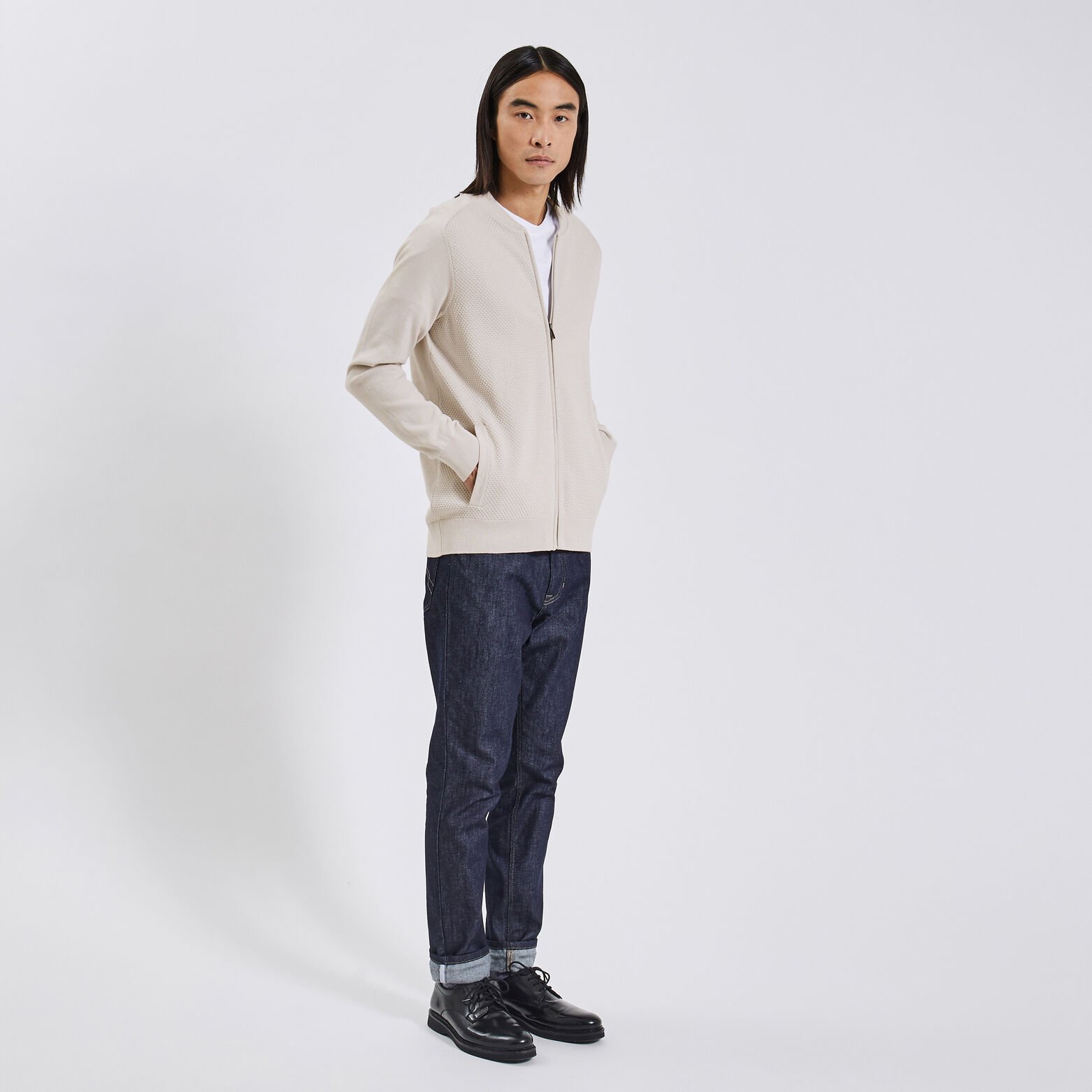 Gilet zippé uni Gris moyen