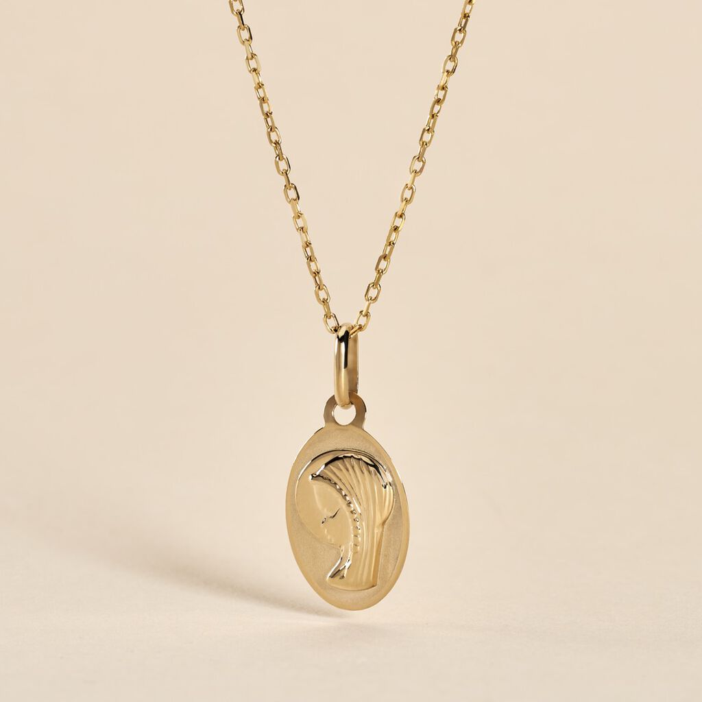 Pendentif Vierge Ovale Or Jaune