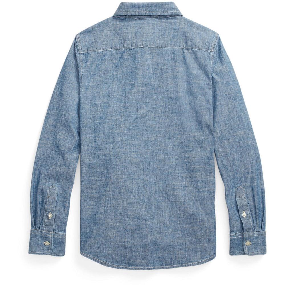 Køb Polo Ralph Lauren Medium Blue Wash Girl Knap Front Skjorte