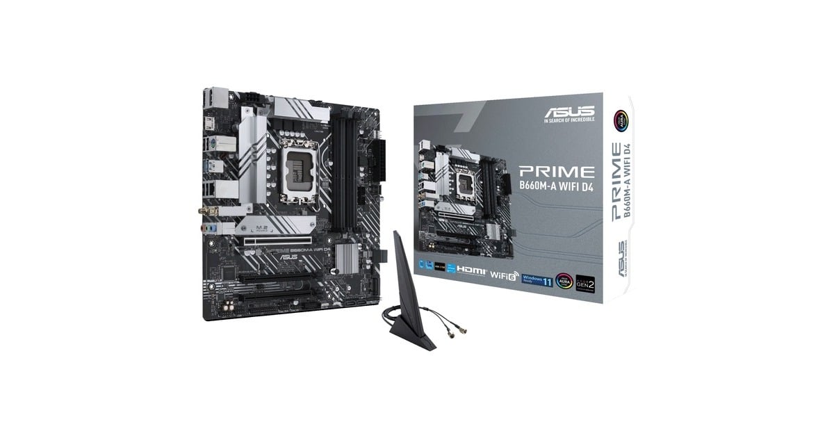 ASUSPRIME B660M-A WIFI D4 socket 1700 moederbord  (RAID, Gb-LAN, WLAN, BT, Sound, µATX)