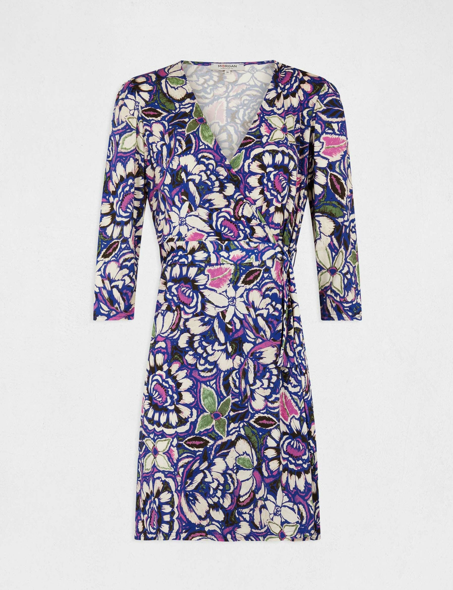 Robe portefeuille imprimé végétal multico femme - multico