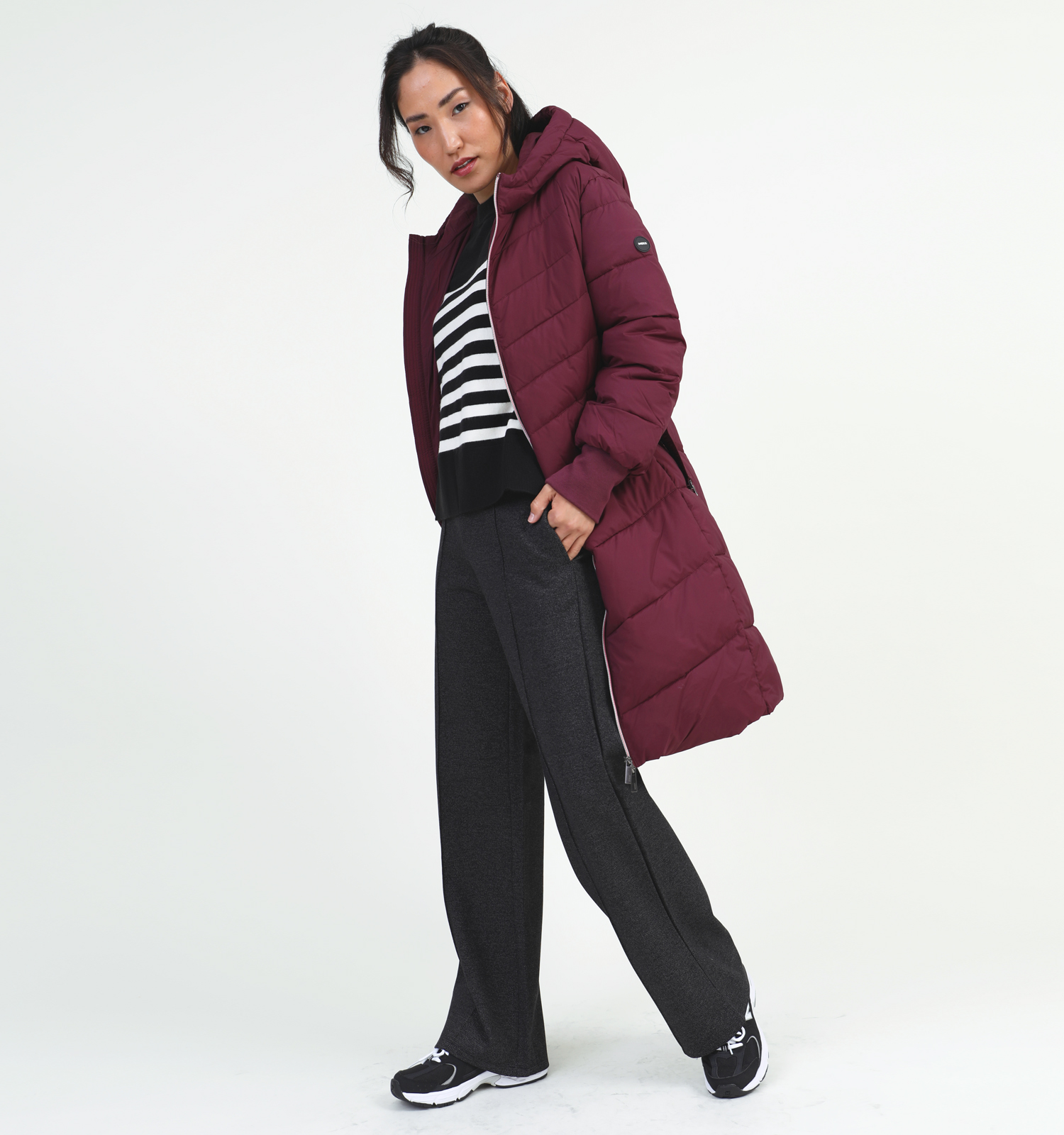 Lange jas bordeaux