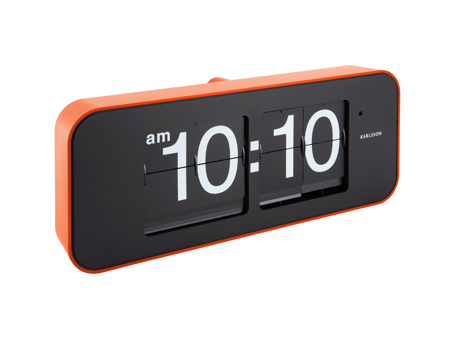 Wall clock Wide Flip orange casing, black dial