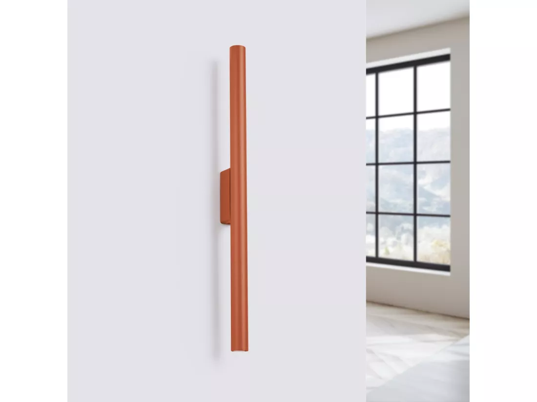 Applique Pastelo moderne en acier - 2 sources lumineuses - L.2,5 x H.50 cm - ocre rouge