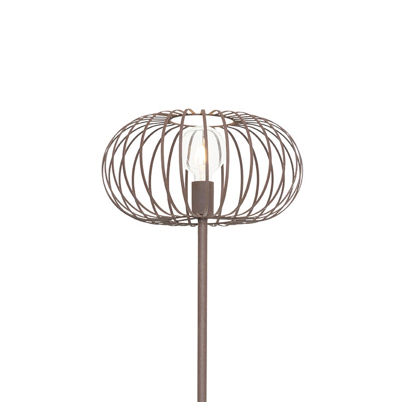 QAZQA - Design vloerlamp roestbruin - Johanna | Woonkamer | Slaapkamer - Staal, langwerpig - LED-compatibel E27