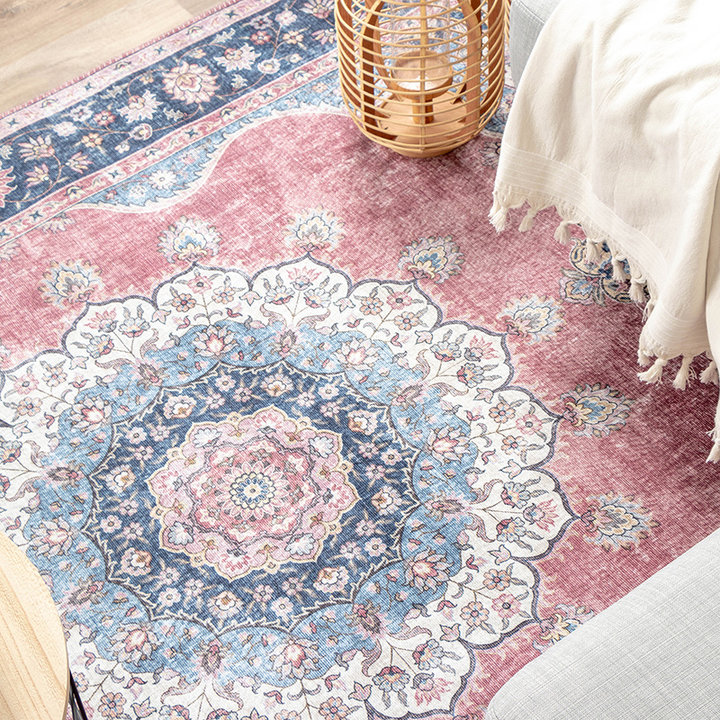 Vintage vloerkleed - Lily Medaillon Rood/Roze | Fleurig