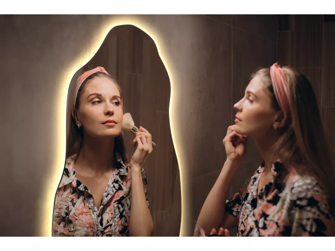 Miroir mural LED original unique premium pour maquillage et visage 45 cm x 90 cm - lumière chaude