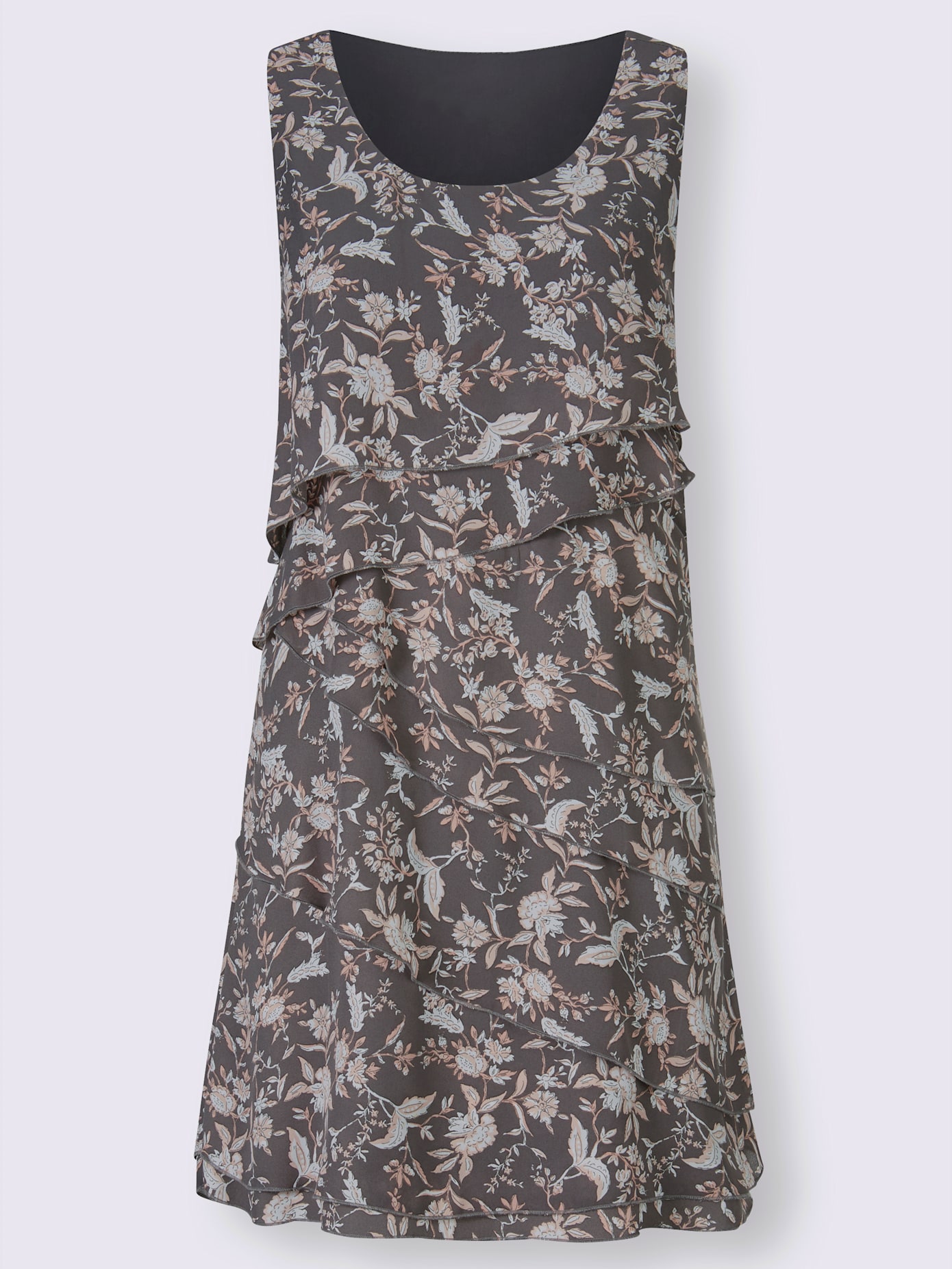 Robe à motif floral et effet superposé affinant