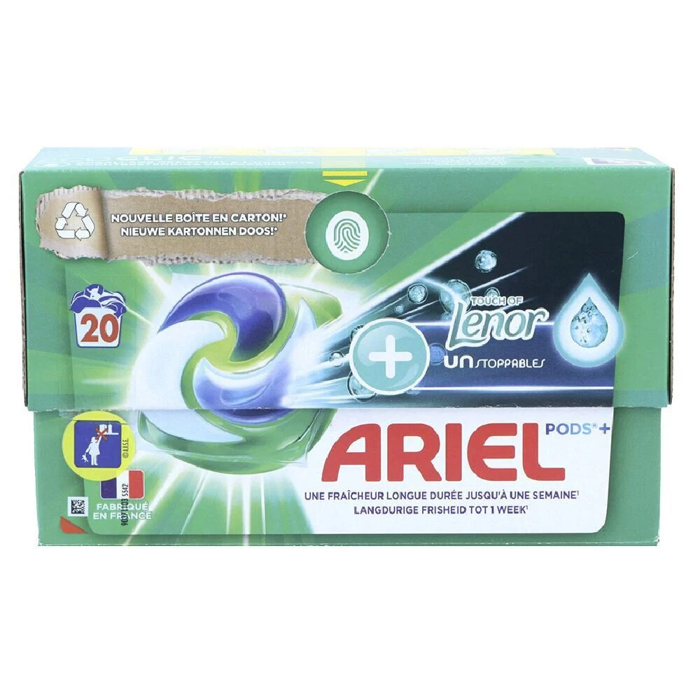Ariel pods avec touche de Lenor Unstoppables 20 lavages