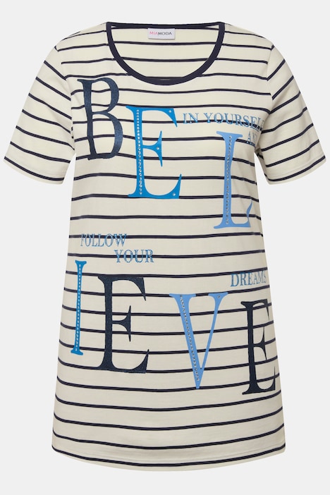 Ringelshirt, BELIEVE, Rundhals, Halbarm