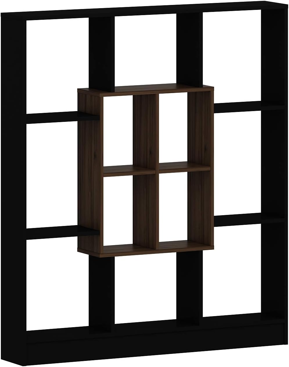 Homidea Mars Bücherregal - Standregal - Büroregal - Raumteiler in trendigem Design (Schwarz/Nussbaum)
