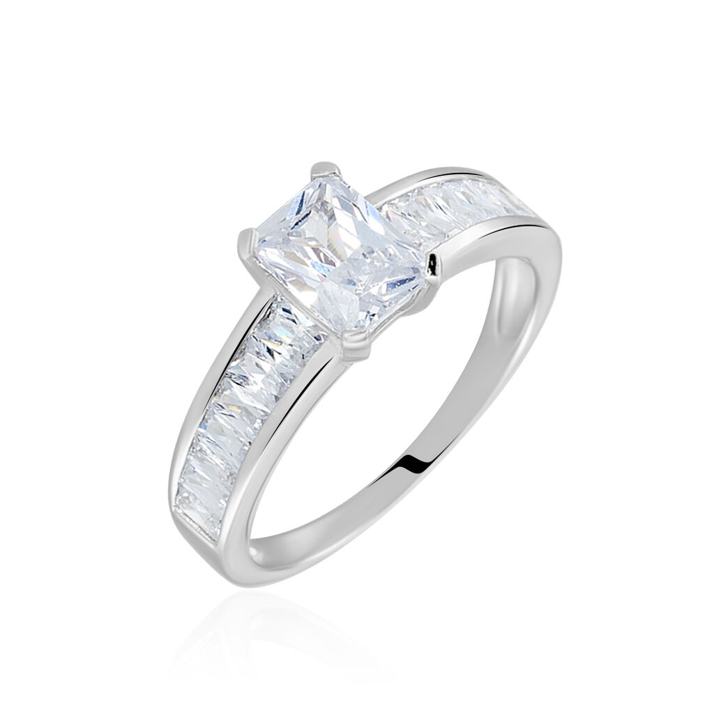 Bague Solitaire Aronn Argent Blanc Oxyde De Zirconium