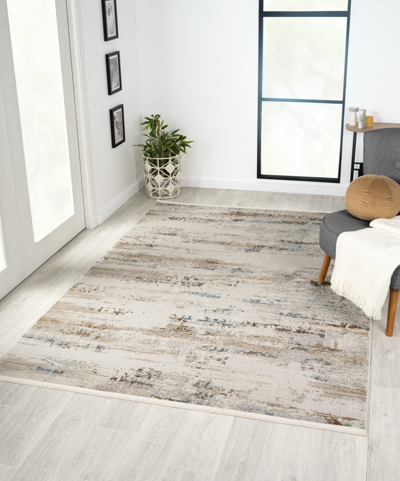 Kurzflorteppich ESME - grau-beige - 160x230 cm