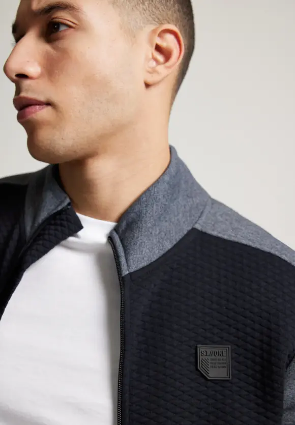 Sweatshirtjacke mit Zipper - deep navy blue melange