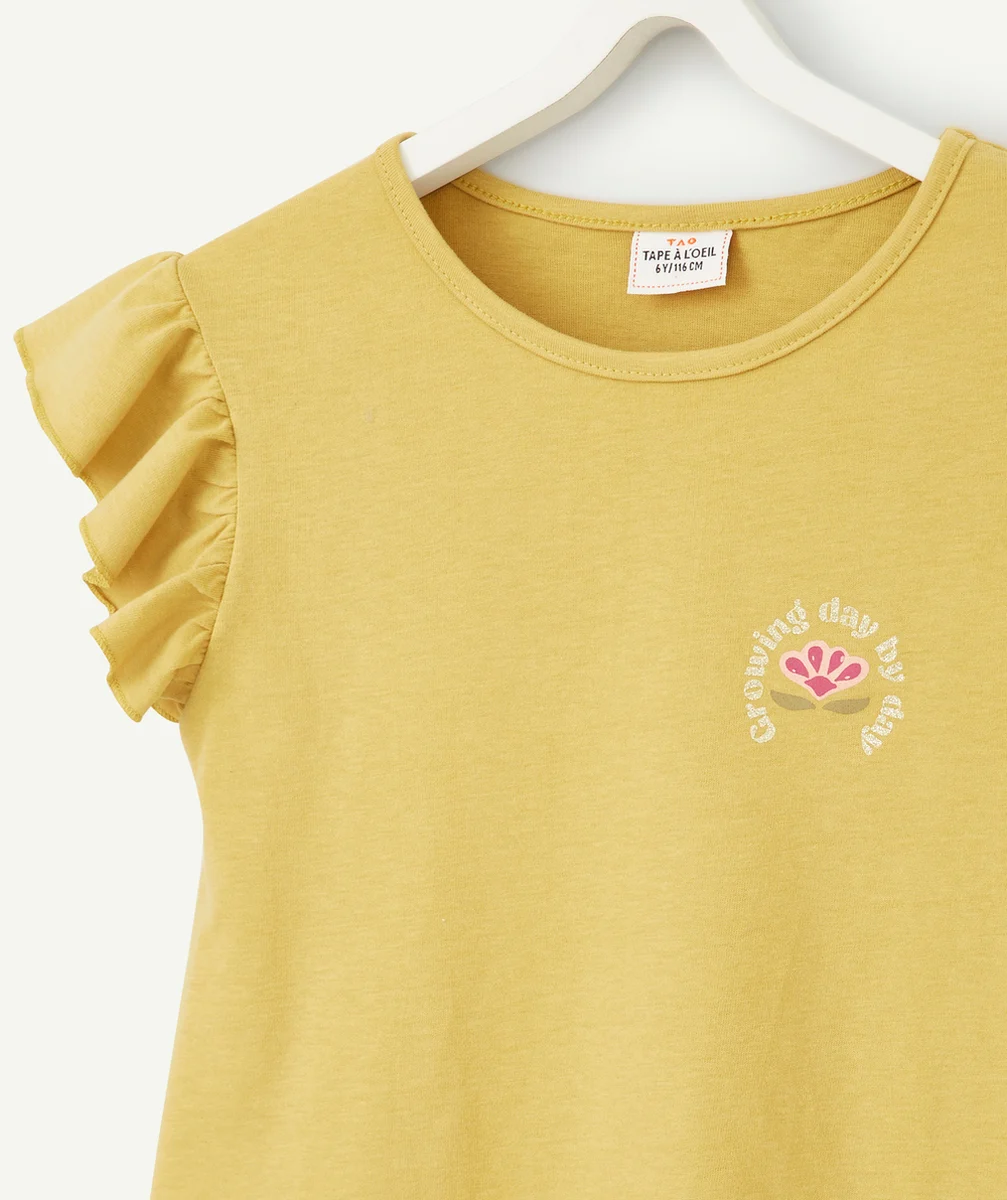 PYJAMA FILLE EN COTON BIOLOGIQUE JAUNE ET IMPRIMÉ