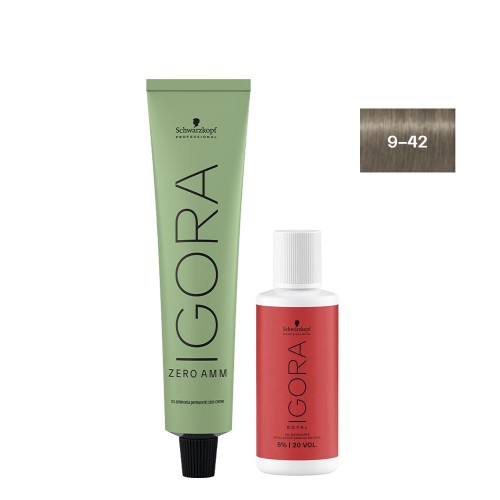 Schwarzkopf Igora Zero AMM 9-42 Louro Extra Claro Bege 60ml   Oxidante 20V