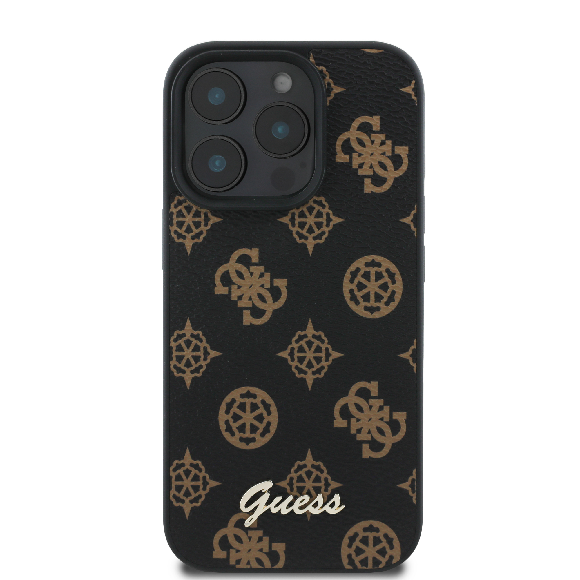 iPhone 16 Pro MagSafe Leder Hardcase Hülle Peony Script (GUHMP16LPGPYSK) - Schwarz