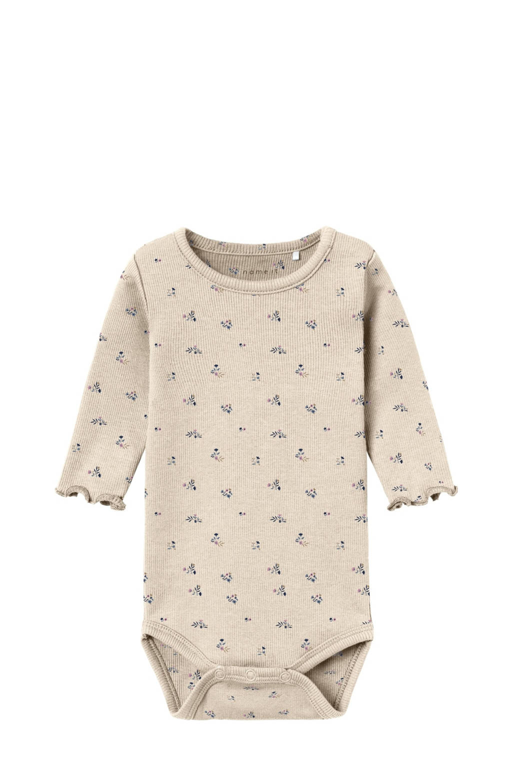 NAME IT romper + babybroek NBFOLINNE met bloemdessin beige/bruin