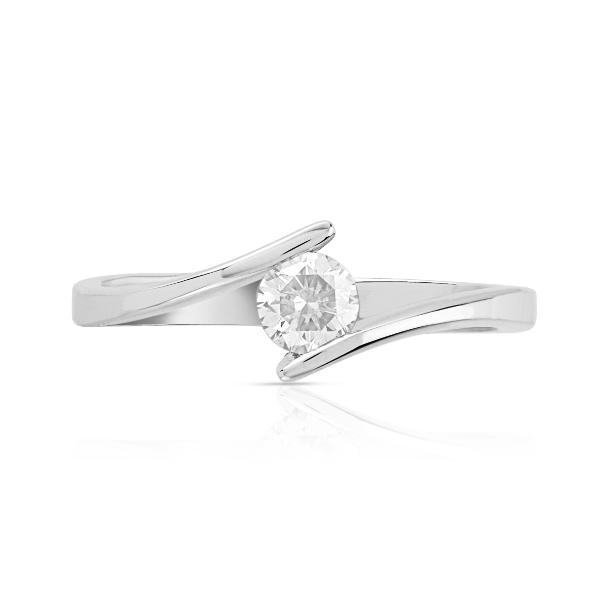 Solitaire or blanc 750 diamant 0.30 carat H/P1