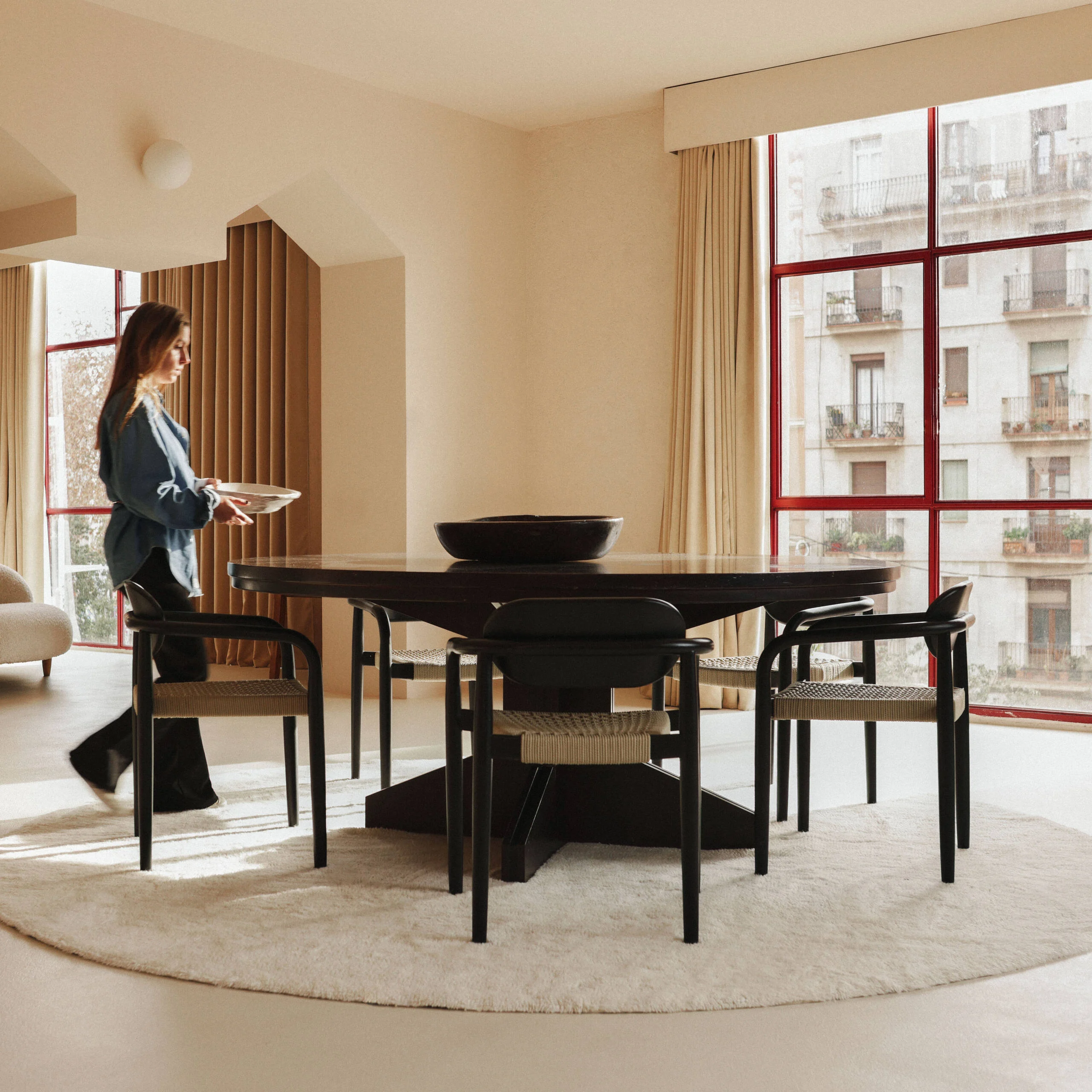 ROND - Tapis rond en laine lavable | Beige
