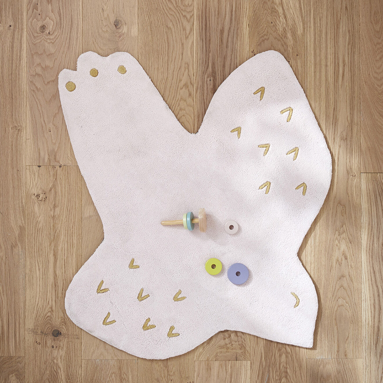 Cyrillus Tapis tufté forme oiseau rose clair - 120x110 cm