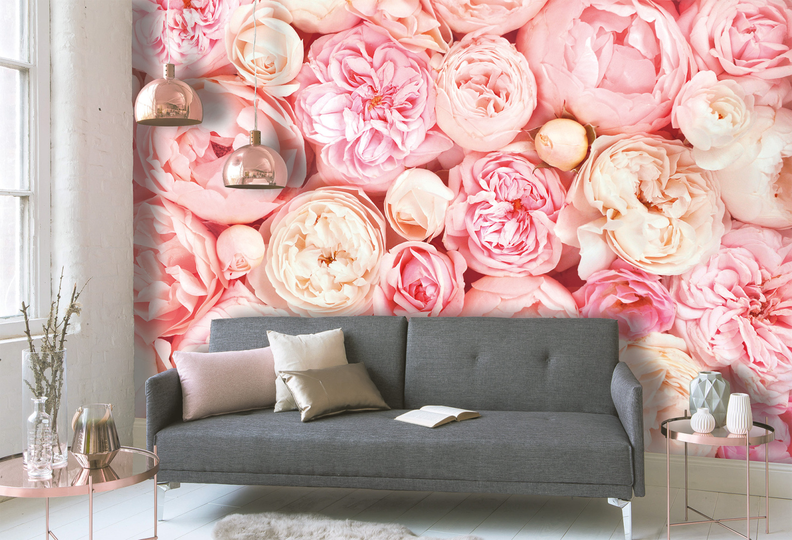 Fototapete DESIGNWALLS - rosa-weiß - Blumen - 2,55 Meter