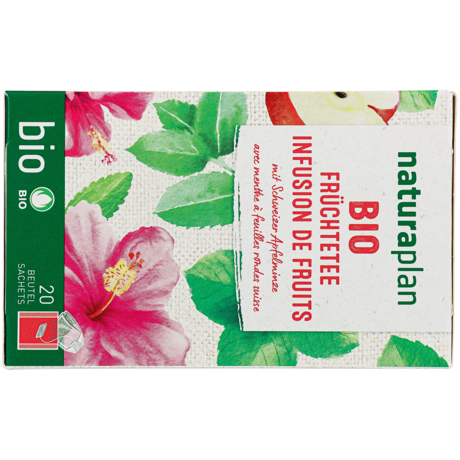 Naturaplan Bio Früchtetee mit Schweizer Apfelminze 20 Beutel