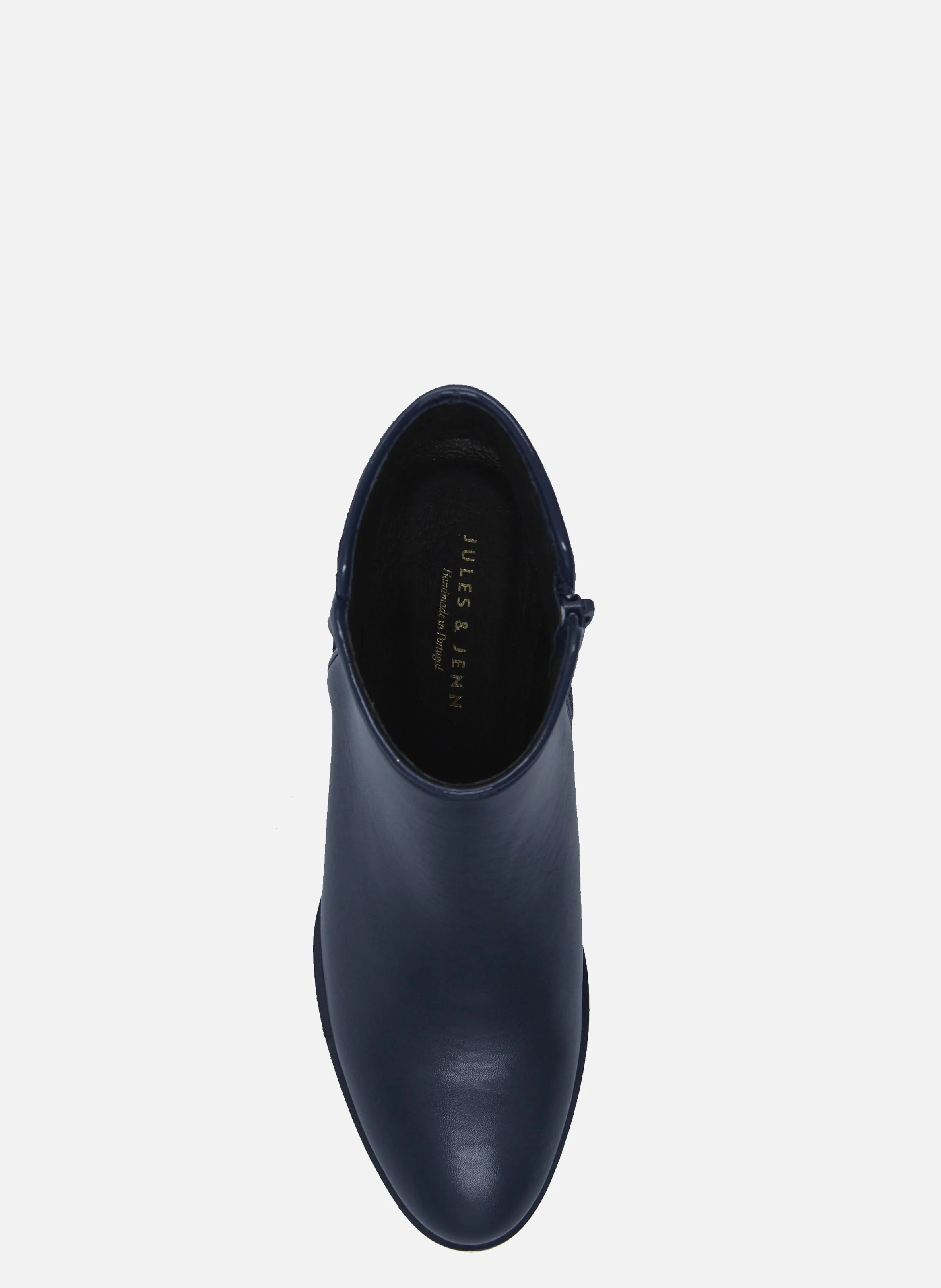Bottine moyen talon cuir lisse | Bleu