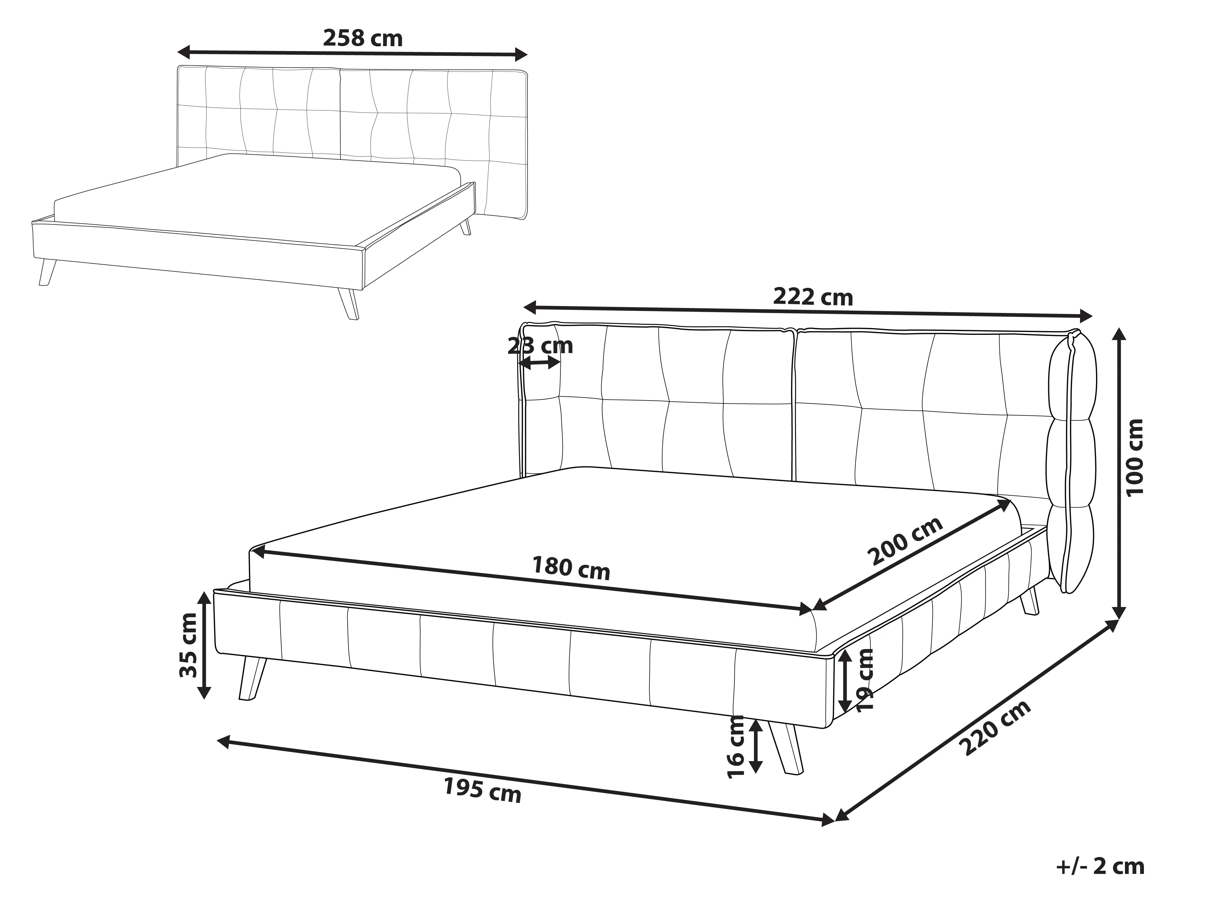 Bed Fluweel SENLIS 180 x 200 cm Beige