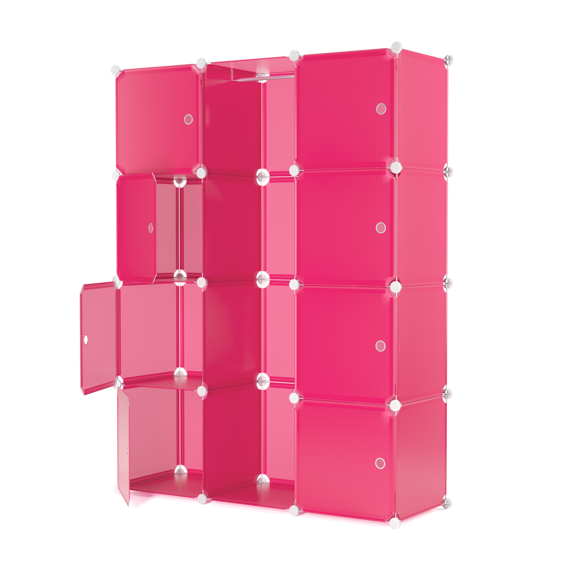 Kleiderschrank Steckregal pink 12 Boxen