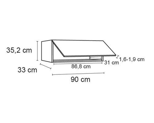 Optifit wandkast Rurik986 BxDxH 90x34,9x35,2 cm wit glanzend, gedemonteerd