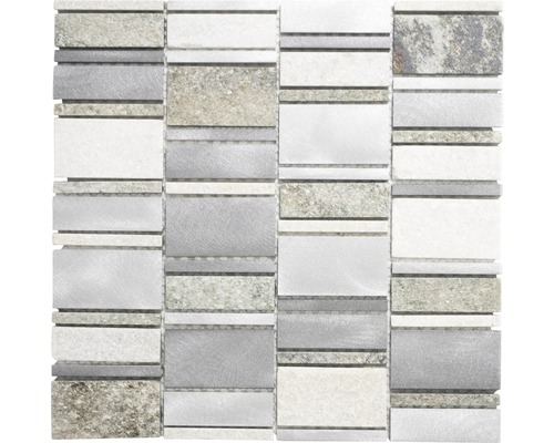 Natuursteenmozaïek XSA 505 zilver/grijs 30x30 cm