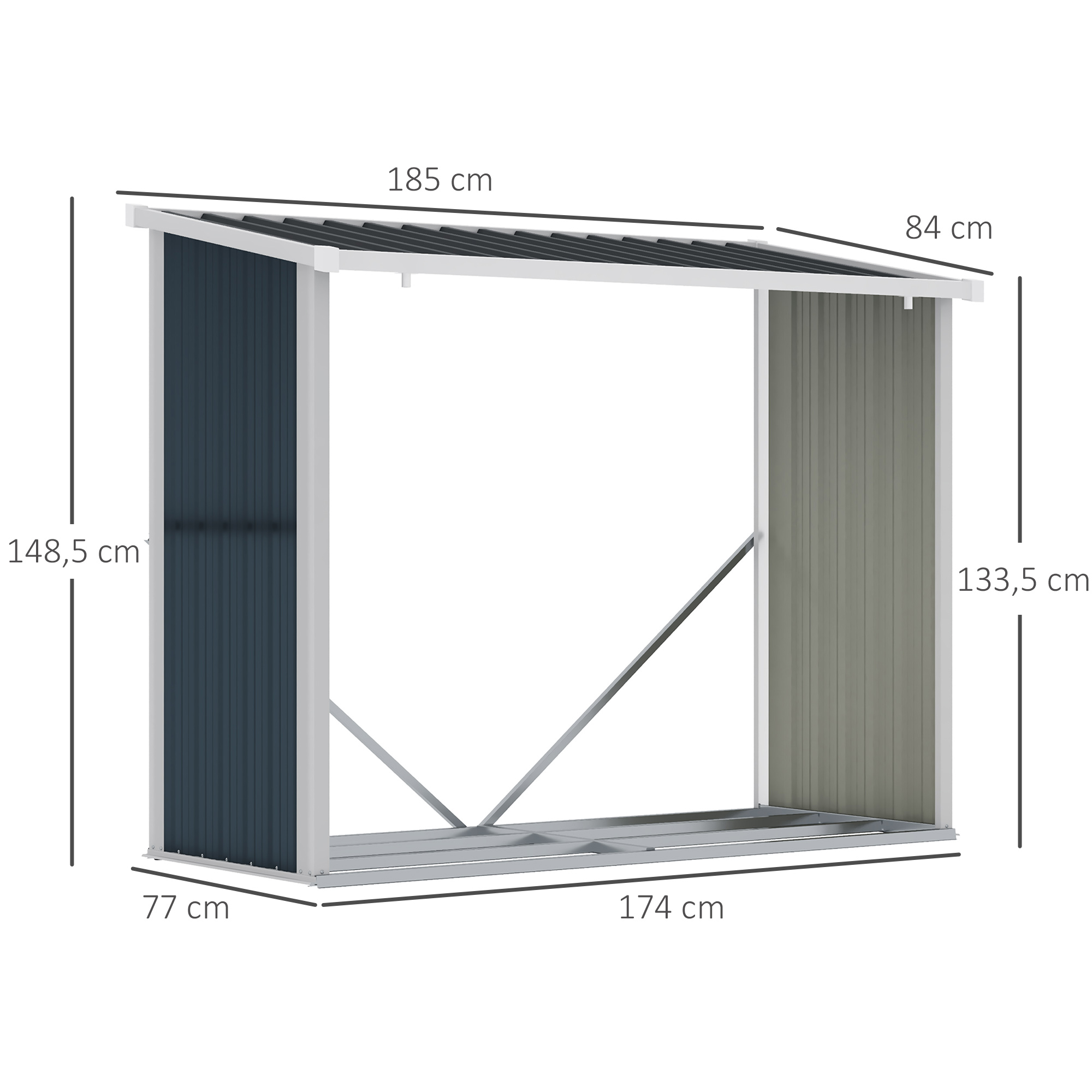 Abrigo para lenha em aço galvanizado Outsunny