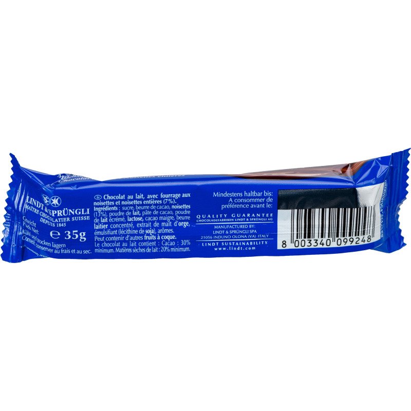 Barre chocolat au lait noisettes Lindt NOCCIOLATTE   - 35 g