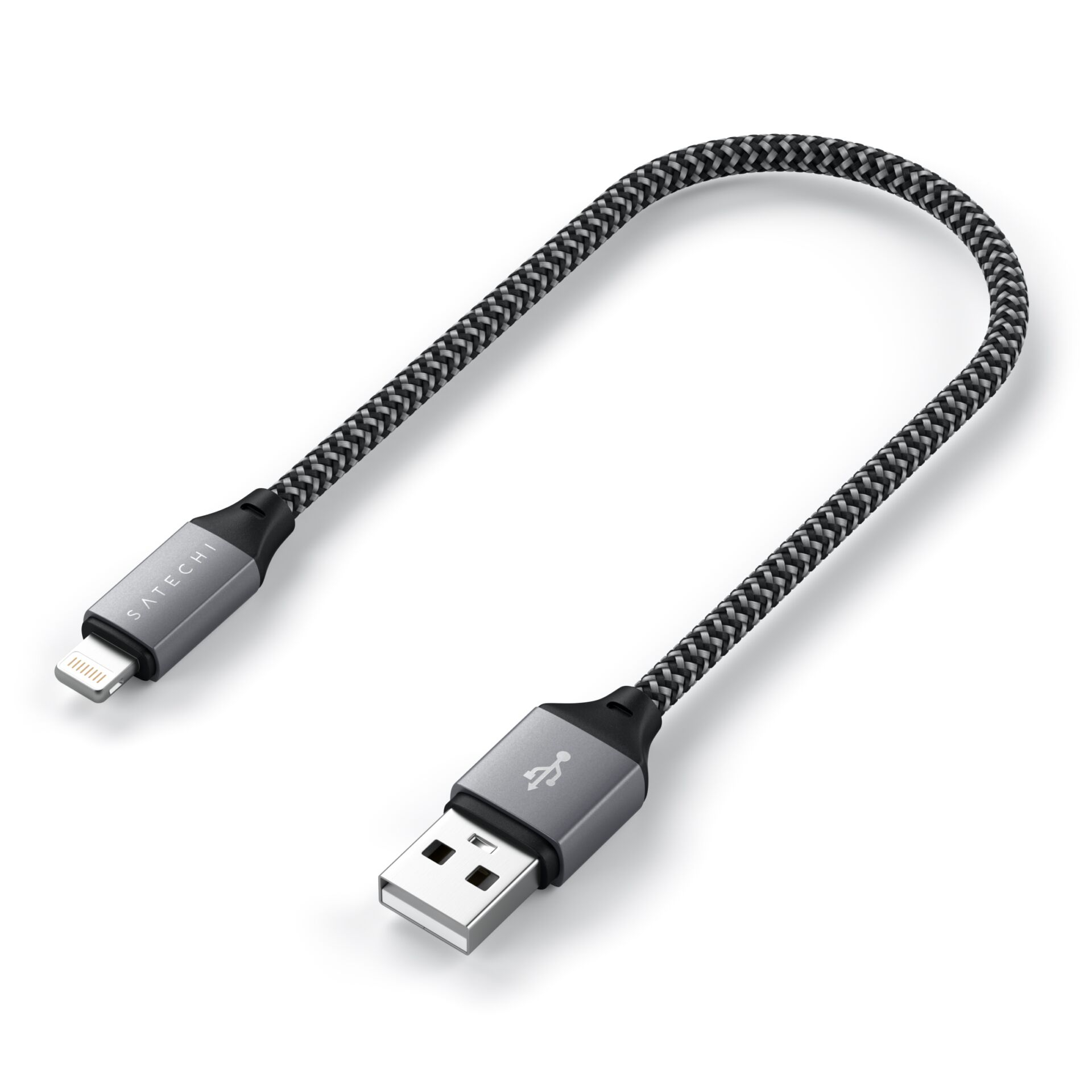 (25cm) 15W USB A auf Lightning Ladekabel Nylon MFi Datenkabel (ST-TAL10M) - Space Grey (Grau)