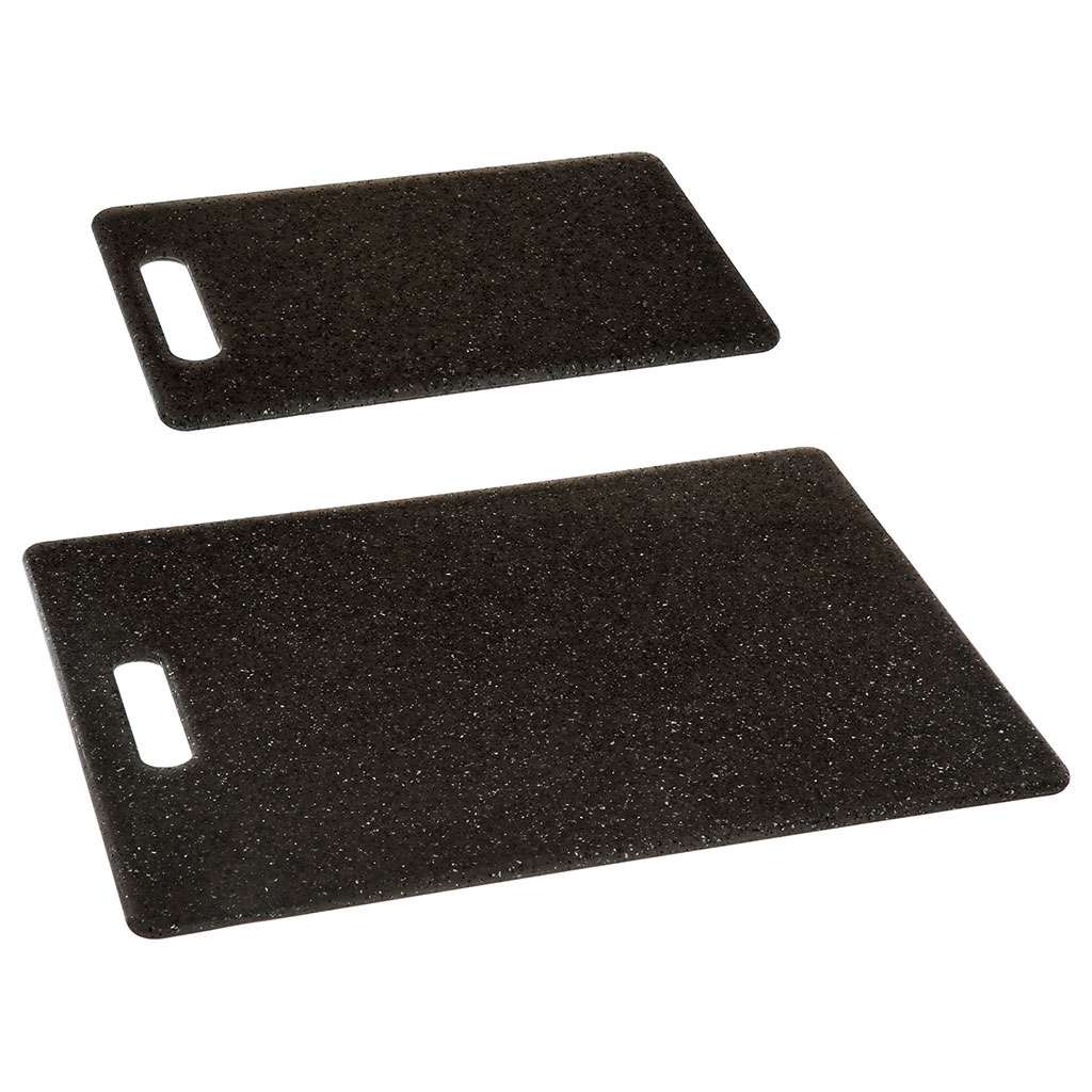 Lot de 2 planches à découper en plastique noir 36x27cm et 25x15cm